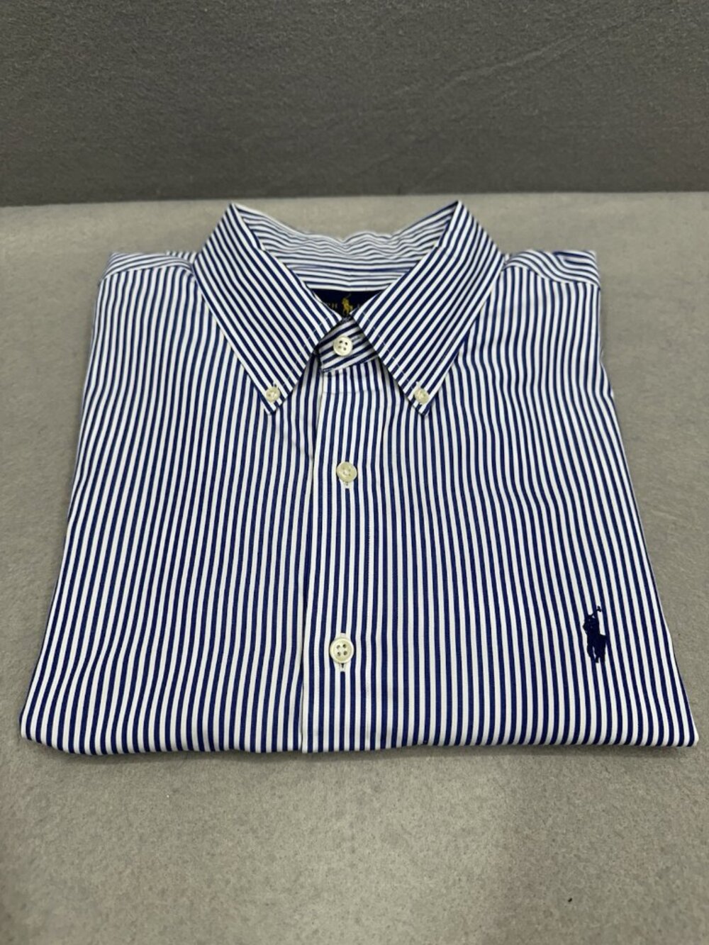 Ralph Lauren Shirt Classic Striped Mens XXL Blue White Long Sleeves Ponny Logo